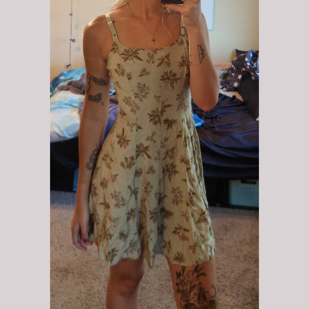 Cream Tie Front Mini Sundress